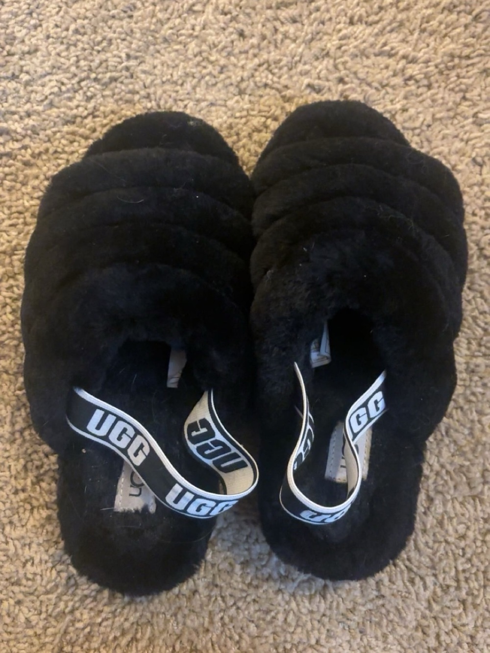 UGG Women's Black Plush Slides